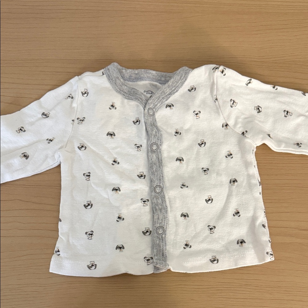 White and Gray Kids Shirt with Panda Print